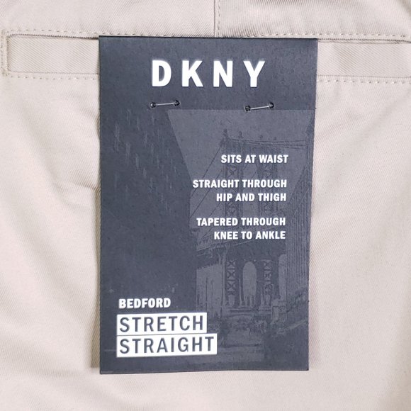 DKNY Men's 34x32 Bedford Stretch Straight Leg Khaki Pants / Slacks Tan Beige NWT - Picture 10 of 10